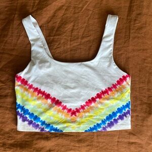 Rainbow tie dye sports bra top